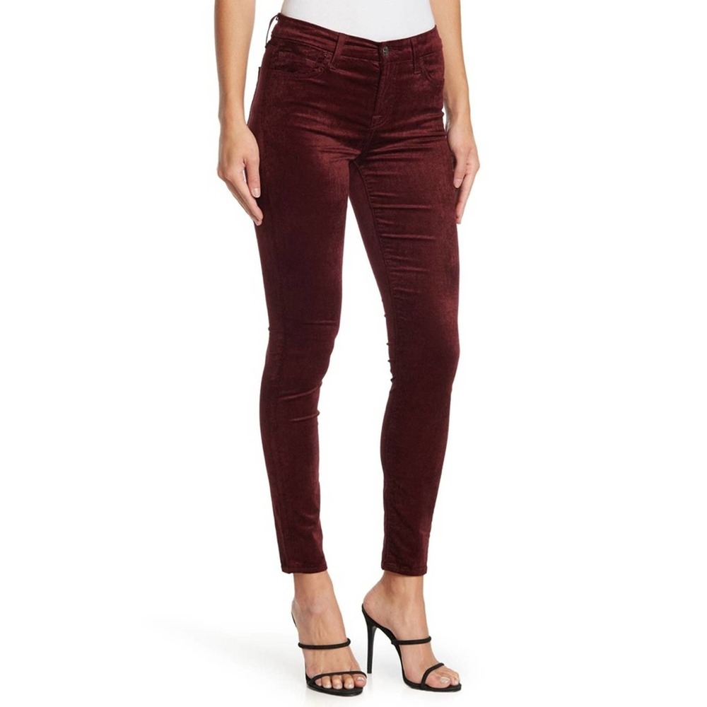 NEW Splendid Red Velvet Velour Scarlett Skinny Pants 31